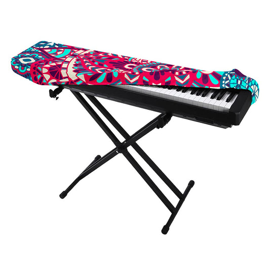 Pink Teal Bohemian Mandala Pattern Print Piano Keyboard Cover