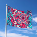 Pink Teal Bohemian Mandala Pattern Print Polyester Flag