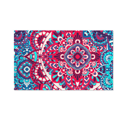 Pink Teal Bohemian Mandala Pattern Print Polyester Flag