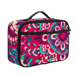 Pink Teal Bohemian Mandala Pattern Print Portable Lunch Bag