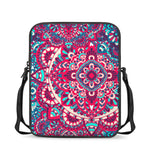 Pink Teal Bohemian Mandala Pattern Print Rectangular Crossbody Bag