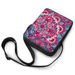 Pink Teal Bohemian Mandala Pattern Print Rectangular Crossbody Bag