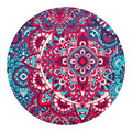 Pink Teal Bohemian Mandala Pattern Print Round Blanket