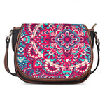 Pink Teal Bohemian Mandala Pattern Print Saddle Bag