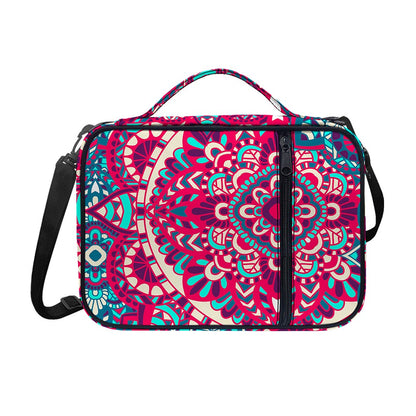 Pink Teal Bohemian Mandala Pattern Print Shoulder Strap Bible Bag