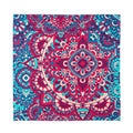 Pink Teal Bohemian Mandala Pattern Print Silk Bandana