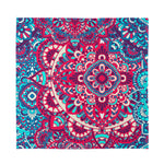 Pink Teal Bohemian Mandala Pattern Print Silk Bandana