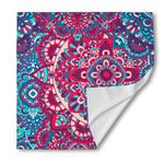 Pink Teal Bohemian Mandala Pattern Print Silk Bandana