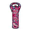 Pink Teal Bohemian Mandala Pattern Print Single Neoprene Wine Tote
