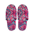 Pink Teal Bohemian Mandala Pattern Print Slippers