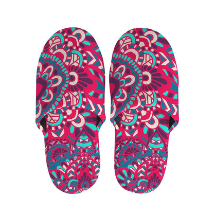Pink Teal Bohemian Mandala Pattern Print Slippers