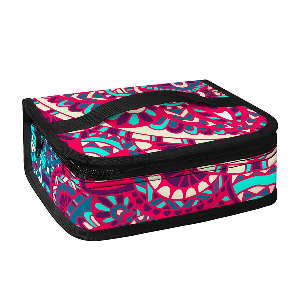 Pink Teal Bohemian Mandala Pattern Print Small Lunch Bag