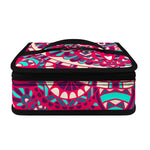 Pink Teal Bohemian Mandala Pattern Print Small Lunch Bag