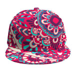 Pink Teal Bohemian Mandala Pattern Print Snapback Cap