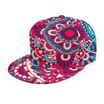 Pink Teal Bohemian Mandala Pattern Print Snapback Cap