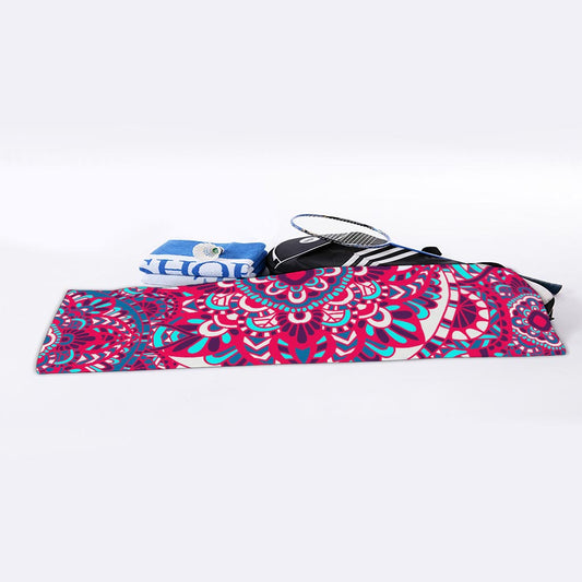 Pink Teal Bohemian Mandala Pattern Print Sports Towel