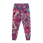 Pink Teal Bohemian Mandala Pattern Print Sweatpants