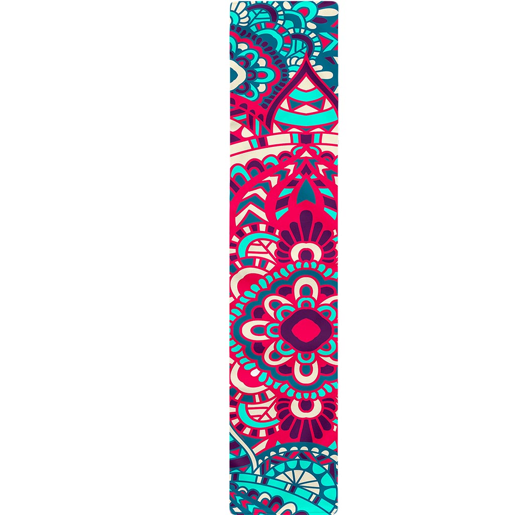 Pink Teal Bohemian Mandala Pattern Print Table Runner