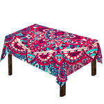 Pink Teal Bohemian Mandala Pattern Print Tablecloth