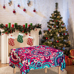 Pink Teal Bohemian Mandala Pattern Print Tablecloth