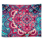 Pink Teal Bohemian Mandala Pattern Print Tapestry