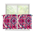 Pink Teal Bohemian Mandala Pattern Print Tier Curtains