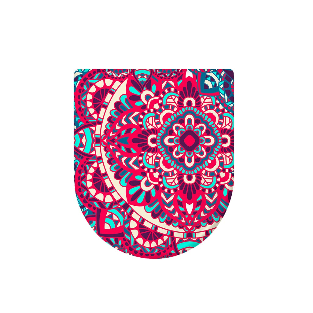 Pink Teal Bohemian Mandala Pattern Print Toilet Lid Cover