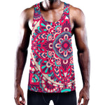 Pink Teal Bohemian Mandala Pattern Print Training Tank Top