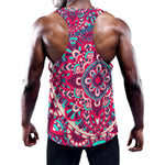 Pink Teal Bohemian Mandala Pattern Print Training Tank Top