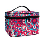 Pink Teal Bohemian Mandala Pattern Print Travel Makeup Bag