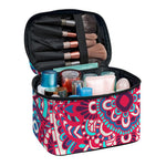 Pink Teal Bohemian Mandala Pattern Print Travel Makeup Bag
