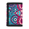 Pink Teal Bohemian Mandala Pattern Print Trifold Wallet