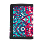 Pink Teal Bohemian Mandala Pattern Print Trifold Wallet