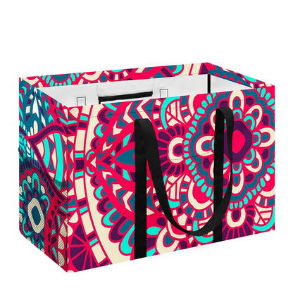 Pink Teal Bohemian Mandala Pattern Print Utility Tote Bag