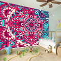 Pink Teal Bohemian Mandala Pattern Print Wall Sticker