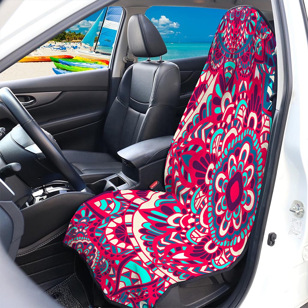 Pink Teal Bohemian Mandala Pattern Print Waterproof Car Seat Cover