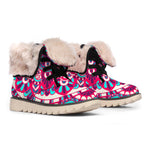 Pink Teal Bohemian Mandala Pattern Print Winter Boots