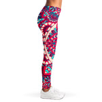 Pink Teal Bohemian Mandala Pattern Print Women's Leggings