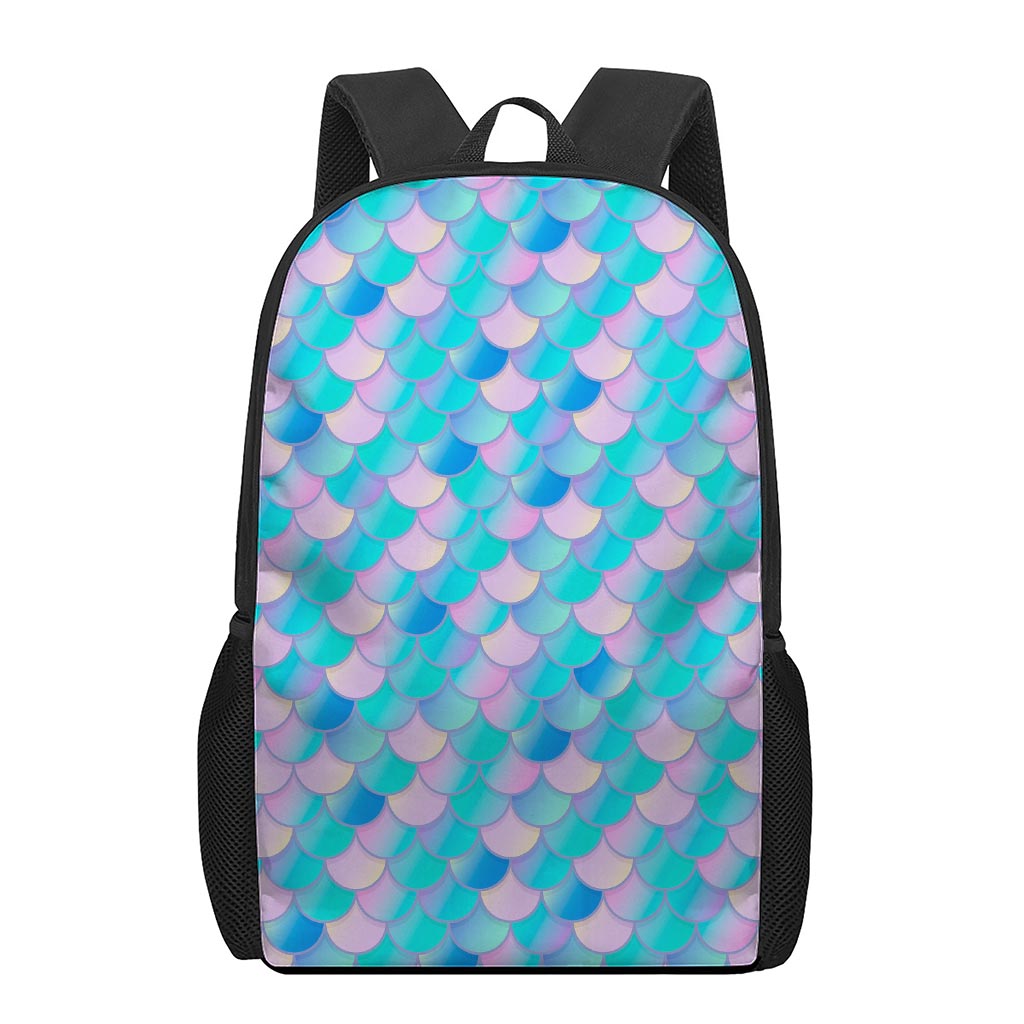 Pink Teal Mermaid Scales Pattern Print 17 Inch Backpack