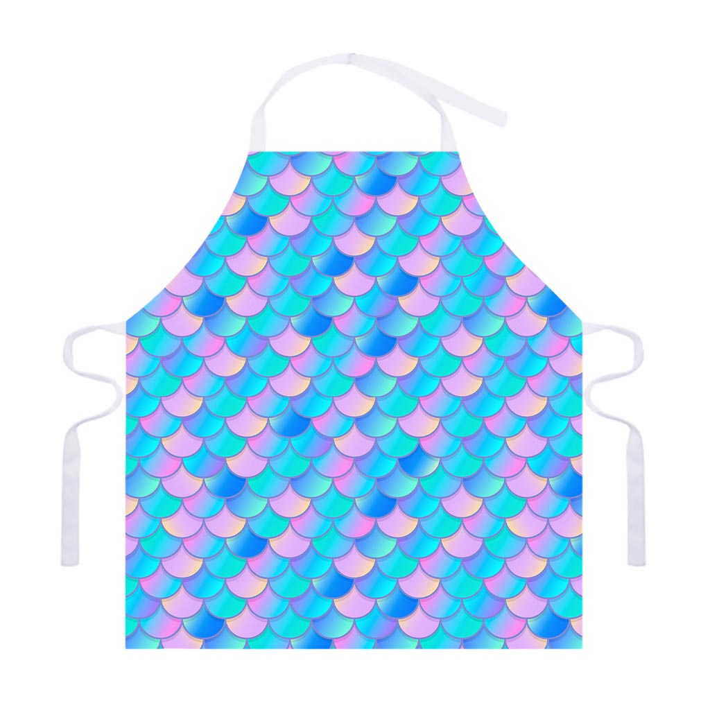 Pink Teal Mermaid Scales Pattern Print Adjustable Apron