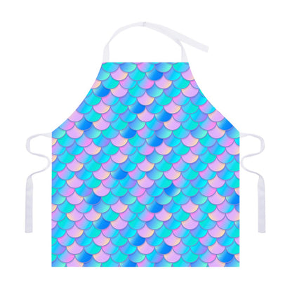 Pink Teal Mermaid Scales Pattern Print Adjustable Apron