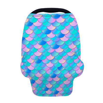 Pink Teal Mermaid Scales Pattern Print Baby Seat Cover