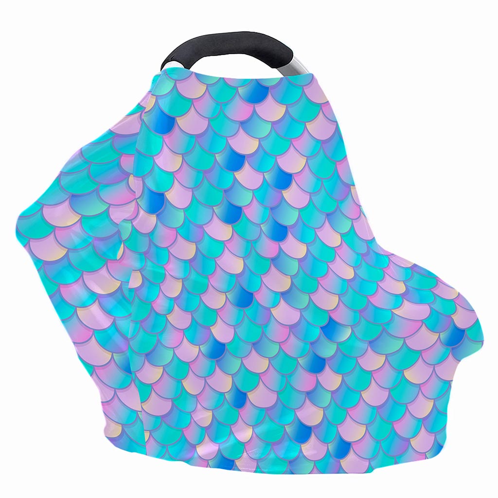Pink Teal Mermaid Scales Pattern Print Baby Seat Cover