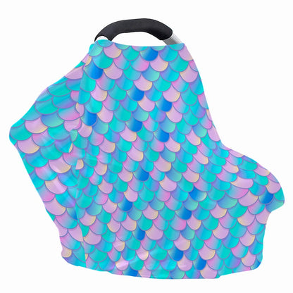 Pink Teal Mermaid Scales Pattern Print Baby Seat Cover