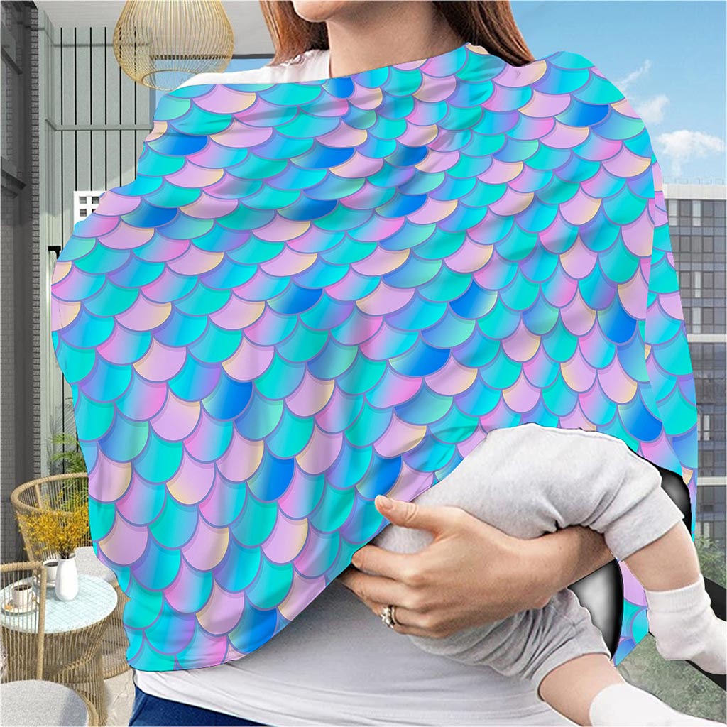 Pink Teal Mermaid Scales Pattern Print Baby Seat Cover
