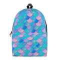 Pink Teal Mermaid Scales Pattern Print School Backpack