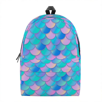 Pink Teal Mermaid Scales Pattern Print Backpack