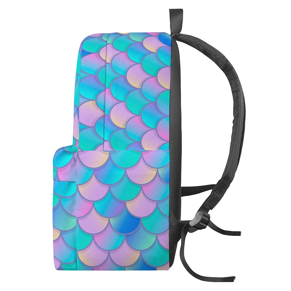 Pink Teal Mermaid Scales Pattern Print Backpack