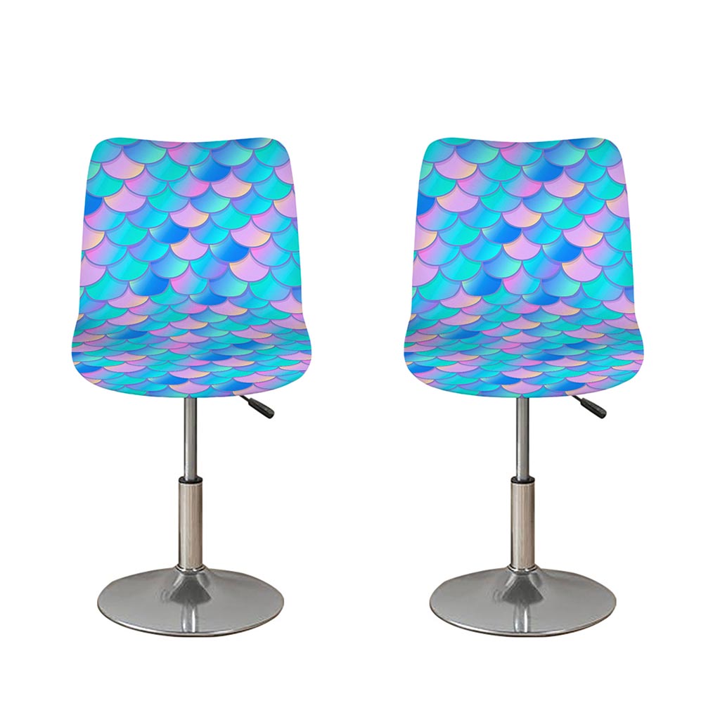 Pink Teal Mermaid Scales Pattern Print Bar Stool Covers