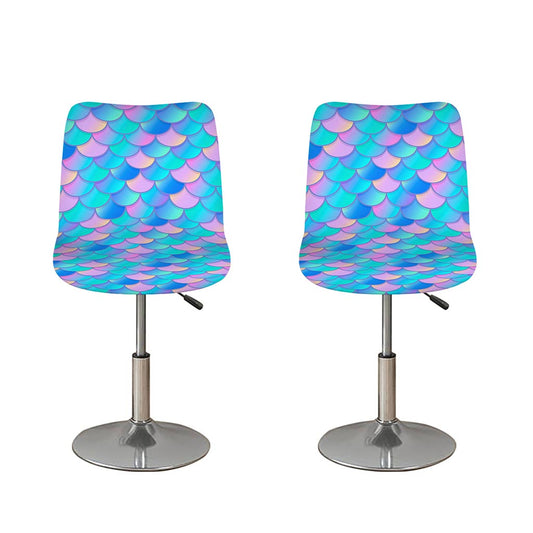 Pink Teal Mermaid Scales Pattern Print Bar Stool Covers
